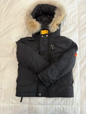 Parajumpers Kids Black Puffer Jacket with Faux Fur Hood